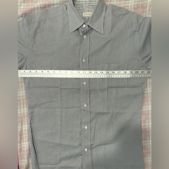 Brioni Made in Italy Dress Shirt Men’s XL 22” P2P – Gray Micro-Check Luxury NWOT - Picture 6 of 15